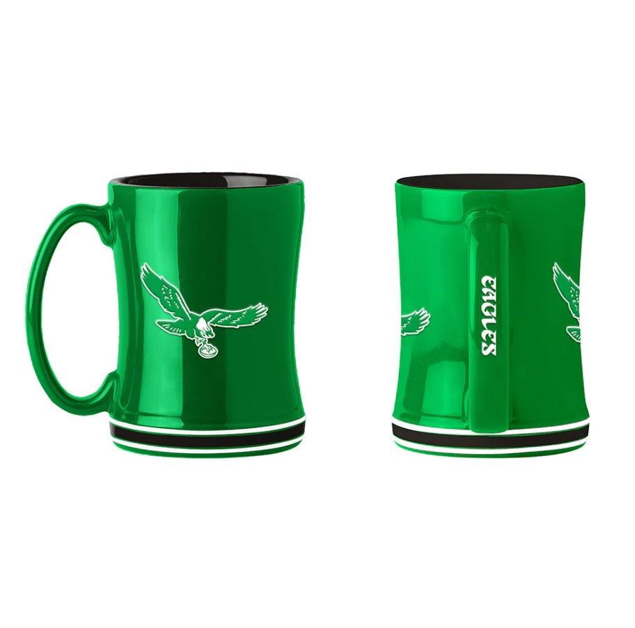 Philadelphia Eagles Kelly Green Throwback Logo Relief Coffee Mug