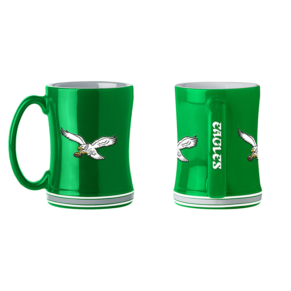 Philadelphia Eagles Kelly Green Throwback Logo Relief Coffee Mug