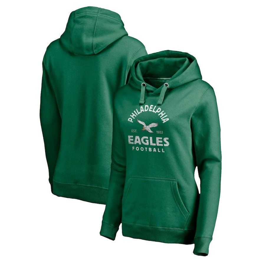Philadelphia Eagles Women's Gridiron Classics Vintage Arch Pullover Hoodie - Kelly Green