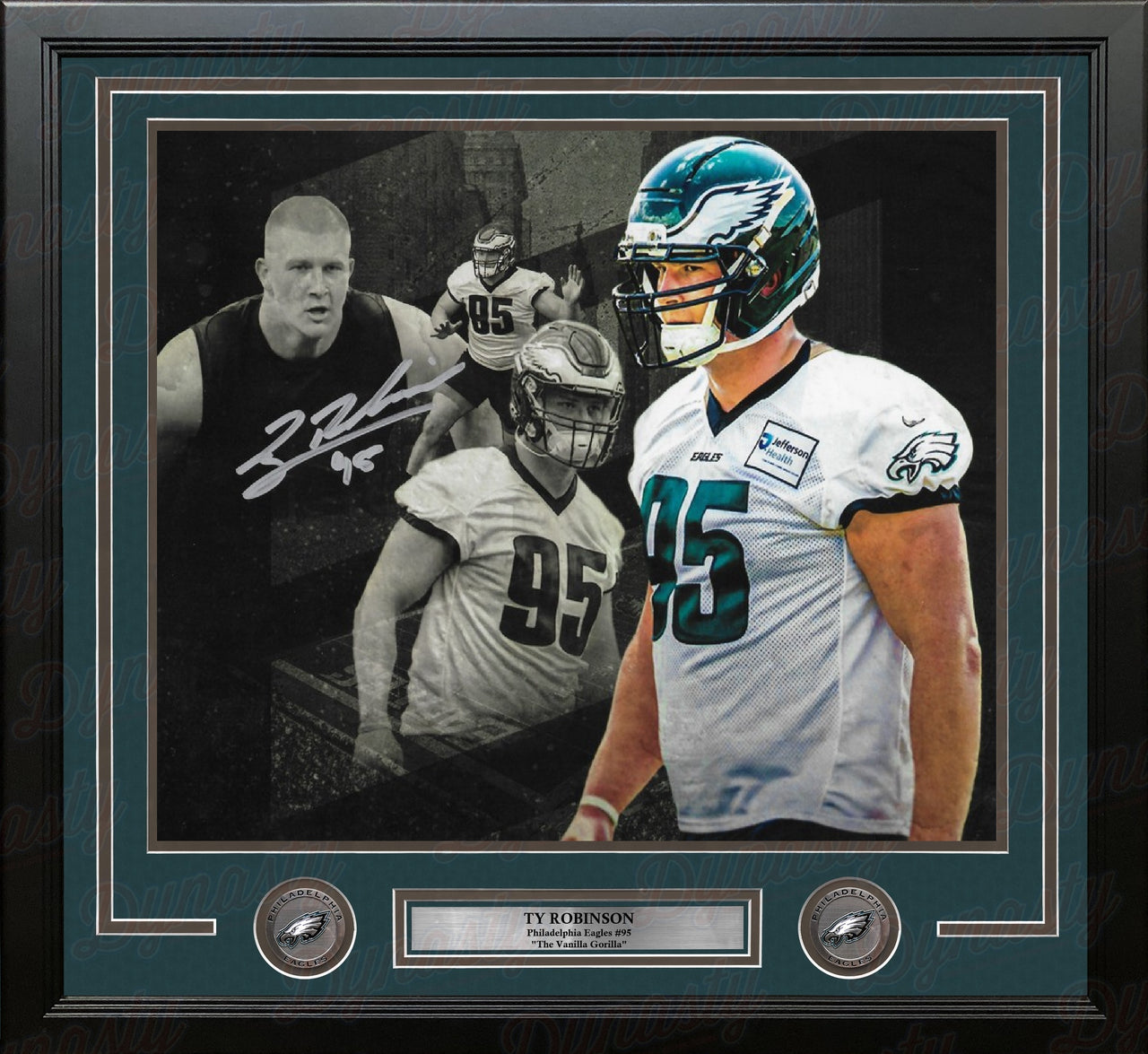Ty Robinson Philadelphia Eagles Autographed 11" x 14" Framed Collage Football Photo
