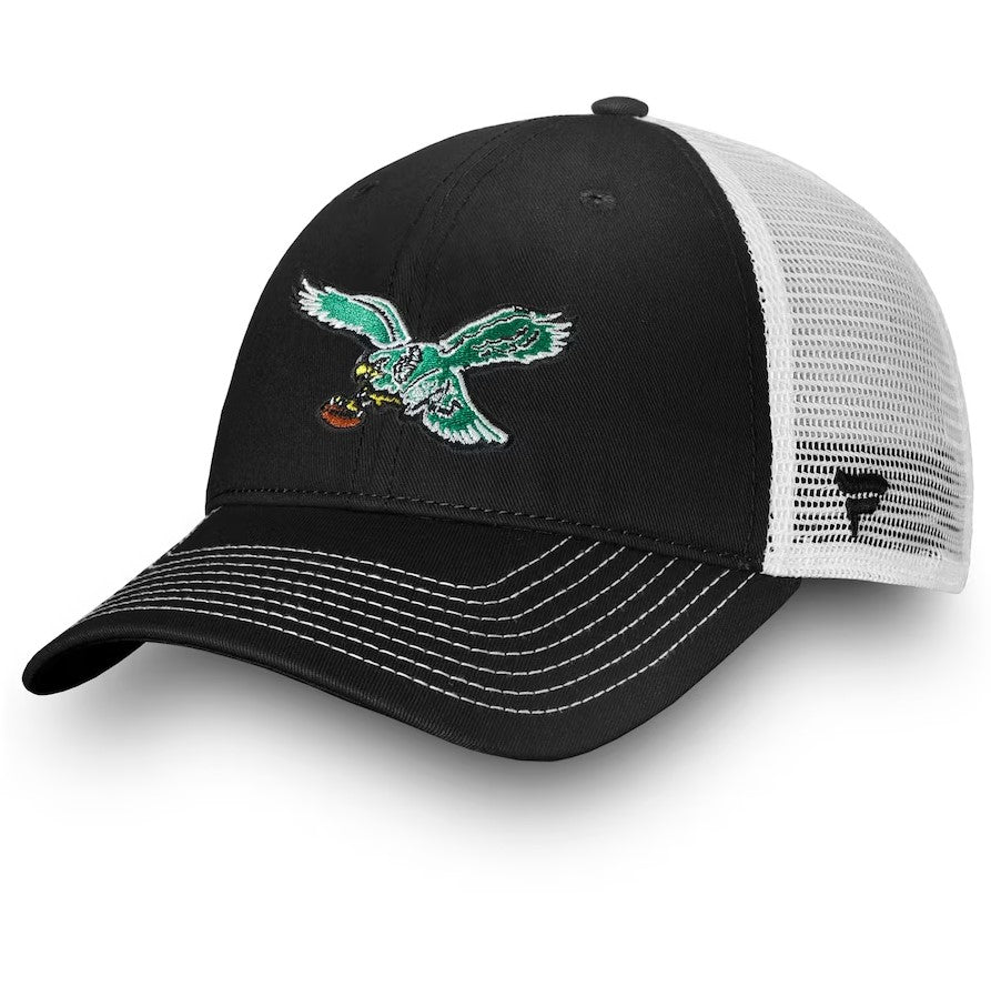Philadelphia Eagles Fundamental Vintage Trucker Unstructured Adjustable Hat - Black