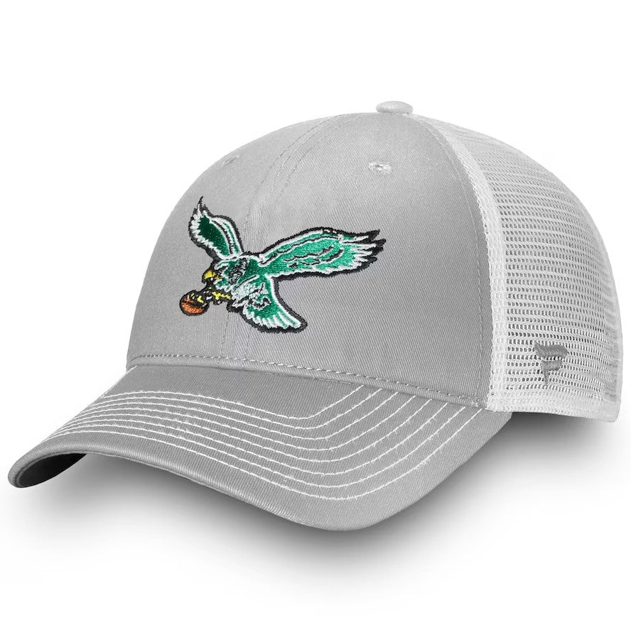 Philadelphia Eagles Fundamental Vintage Trucker Unstructured Adjustable Hat - Gray/White