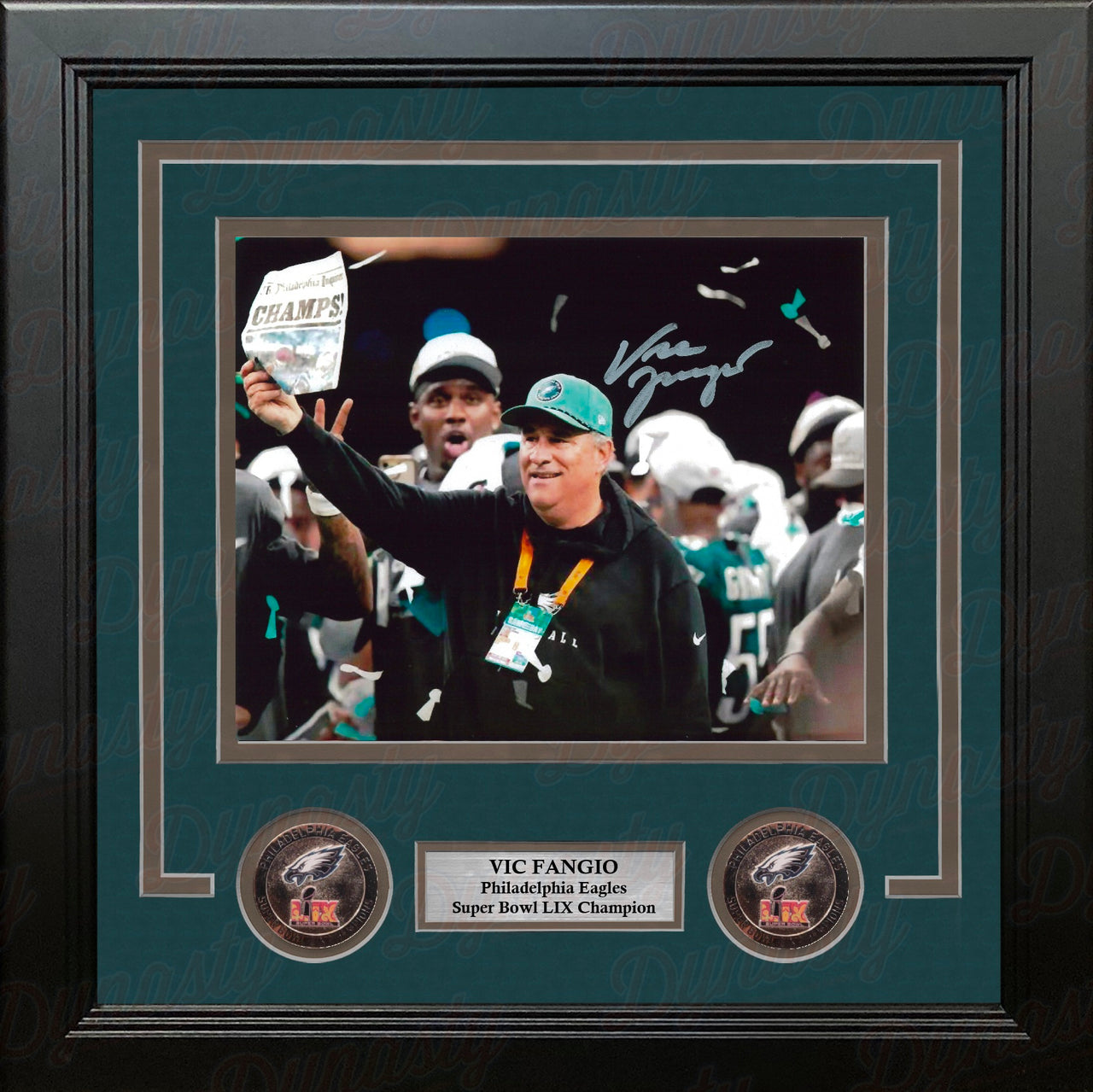 Vic Fangio Super Bowl LIX Philadelphia Eagles Autographed 8" x 10" Framed Football Photo