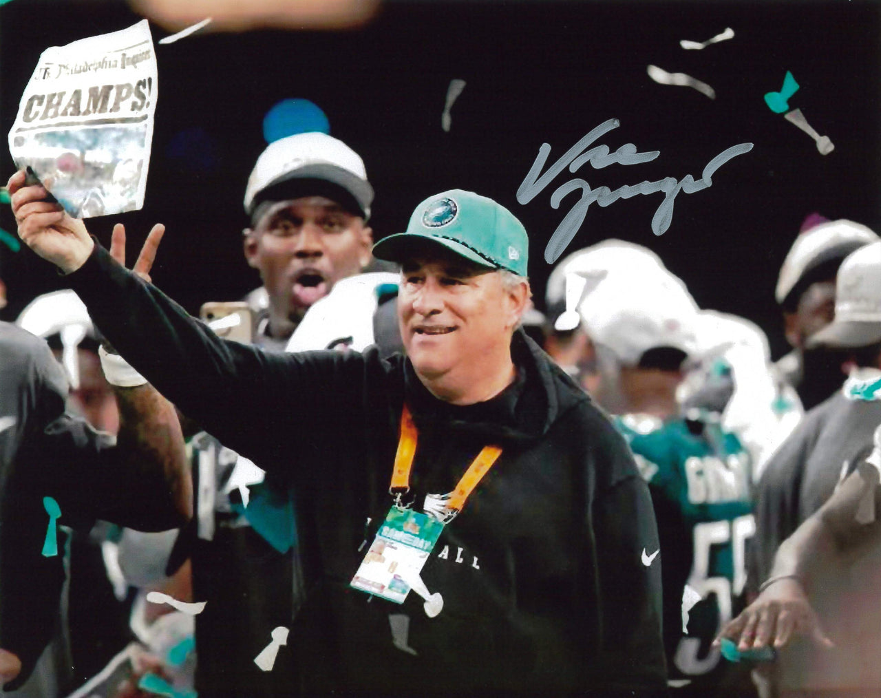 Vic Fangio Super Bowl LIX Philadelphia Eagles Autographed 8" x 10" Football Photo