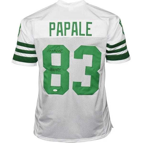 Vince Papale Philadelphia Eagles Autographed White Jersey Inscribed Invincible - JSA Authenticated