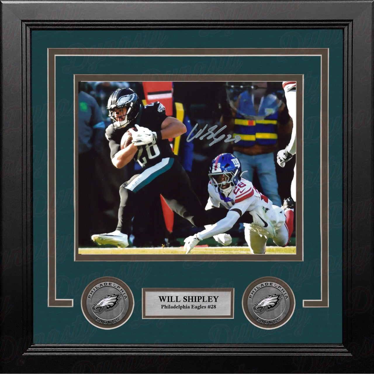 Will Shipley in Black Philadelphia Eagles Autographed 8" x 10" Framed Football Photo