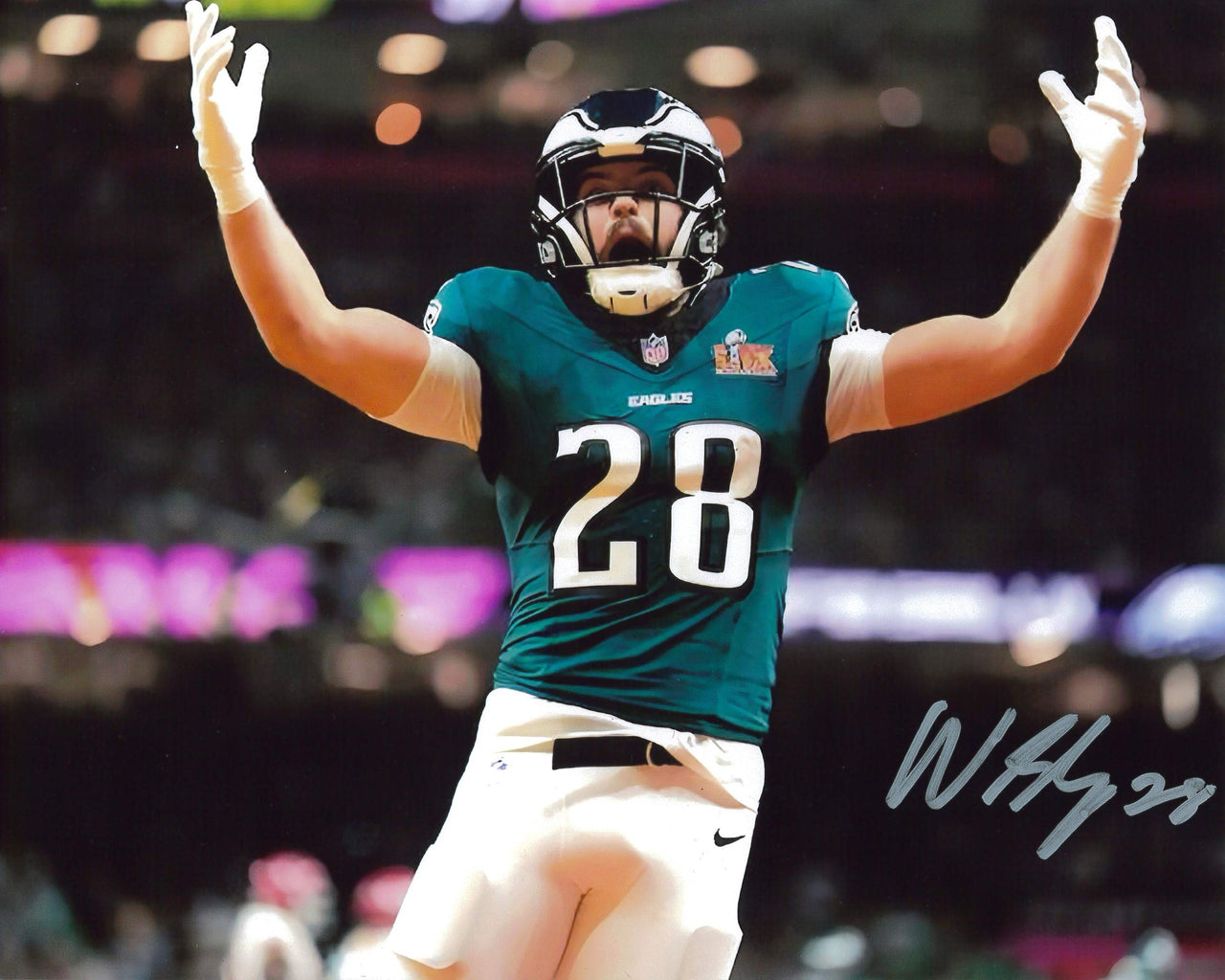 Will Shipley Super Bowl LIX Philadelphia Eagles Autographed 8" x 10" Football Photo