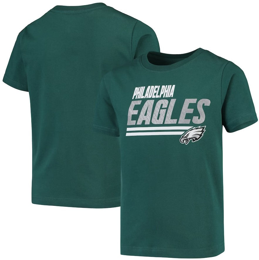 Philadelphia Eagles Youth Lined T-Shirt - Midnight Green