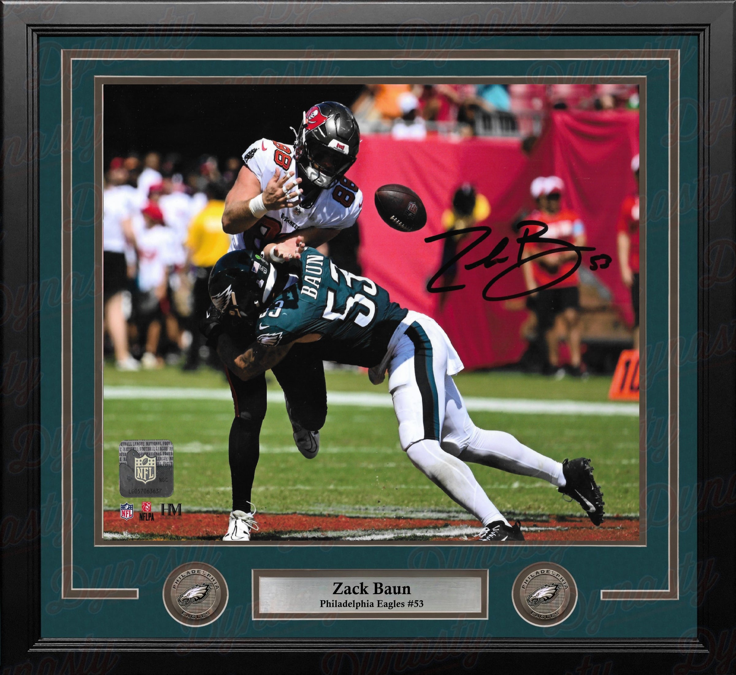 Zack Baun Tackling Action Philadelphia Eagles Autographed 11" x 14" Framed Football Photo