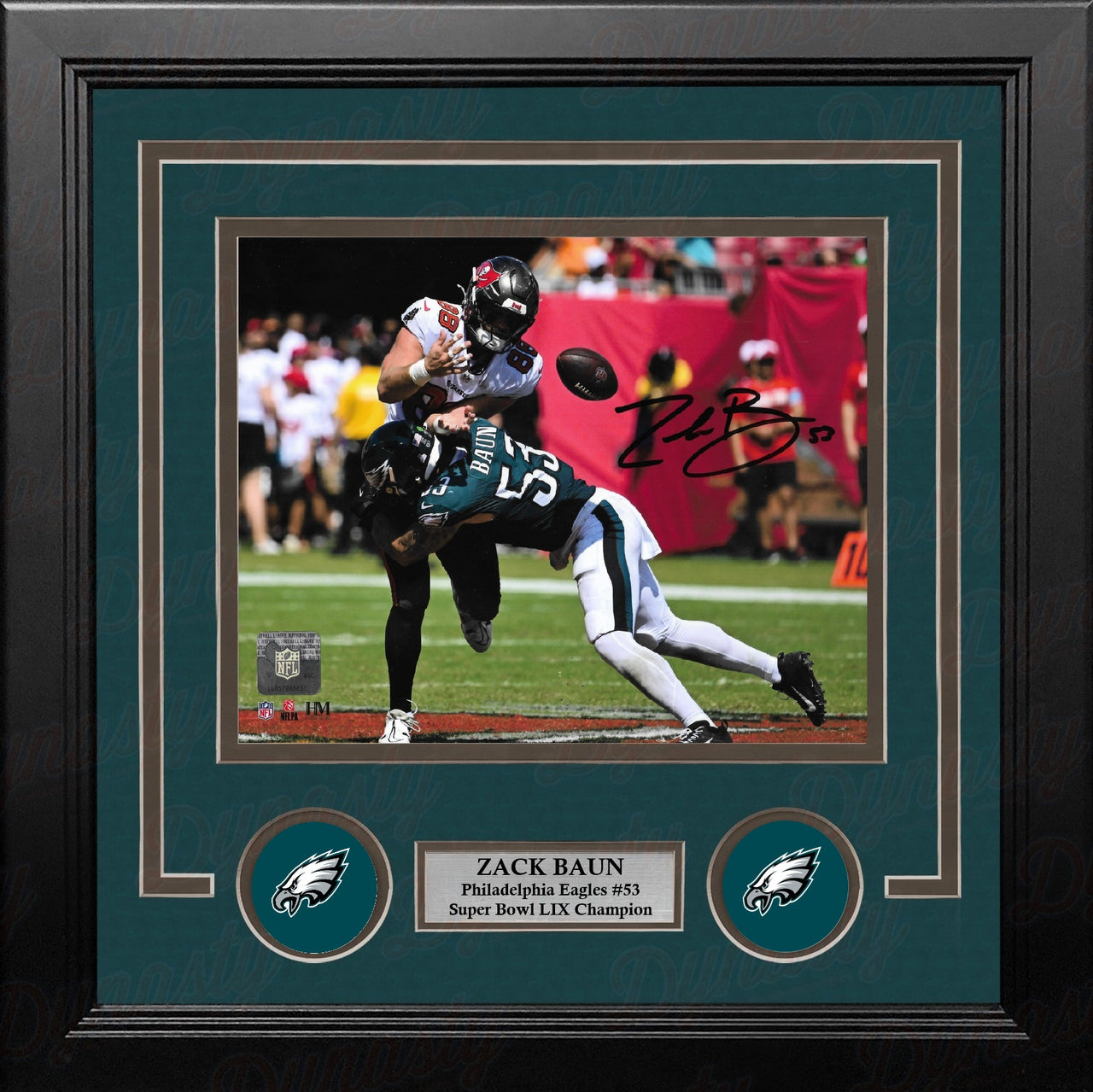 Zack Baun Tackling Action Philadelphia Eagles Autographed 8" x 10" Framed Football Photo