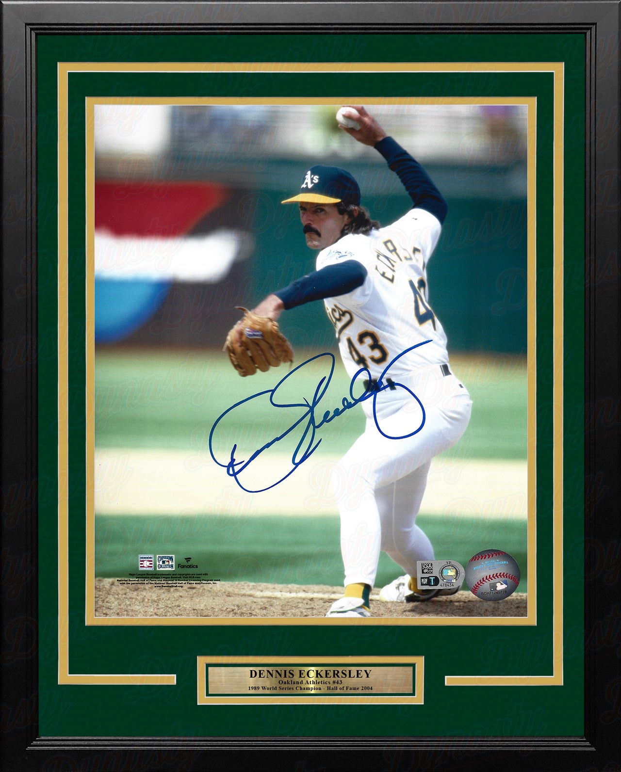 Dennis Eckersley in Action Oakland Athletics Autographed 11" x 14" Framed Baseball Photo - Dynasty Sports & Framing 