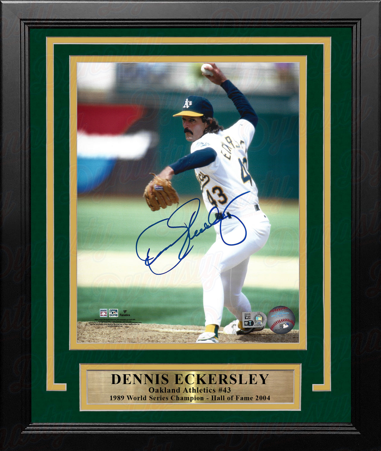 Dennis Eckersley in Action Oakland Athletics Autographed 8" x 10" Framed Baseball Photo - Dynasty Sports & Framing 