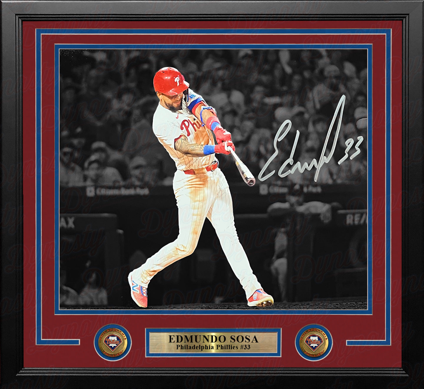 Edmundo Sosa Swing Autographed Philadelphia Phillies 11" x 14" Framed Blackout Baseball Photo