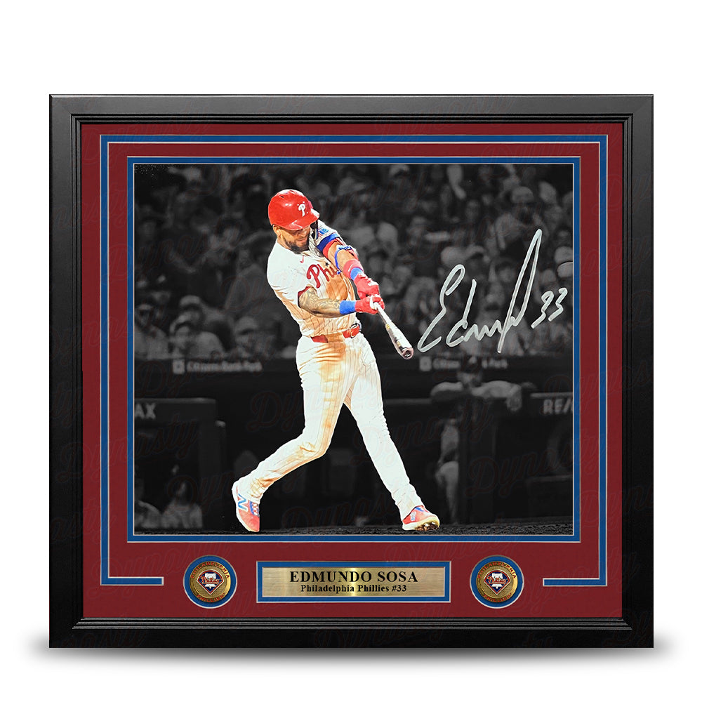 Edmundo Sosa Swing Autographed Philadelphia Phillies 11" x 14" Framed Blackout Baseball Photo