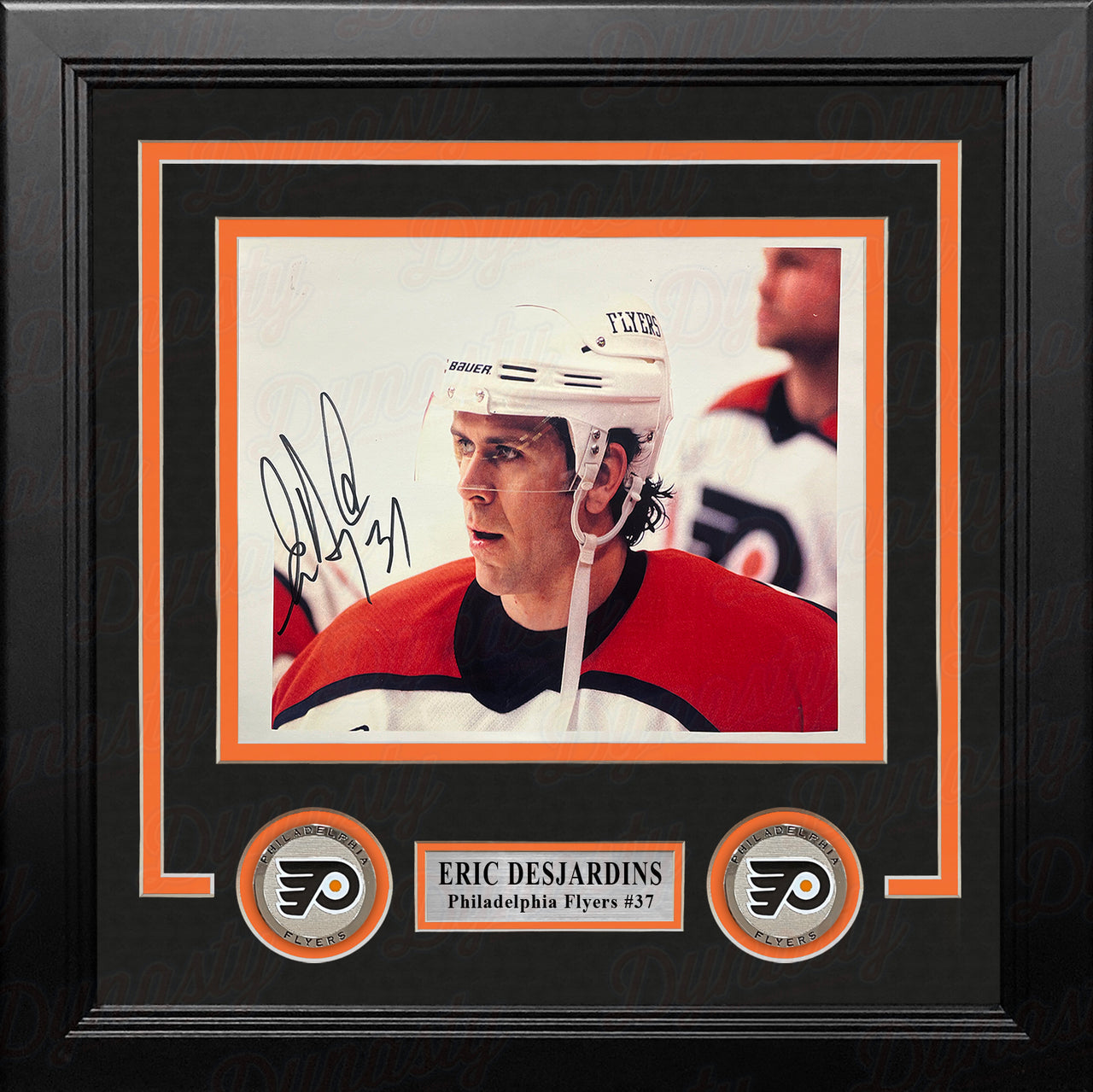 Eric Desjardins Close-Up Autographed Philadelphia Flyers 8" x 10" Framed Hockey Photo