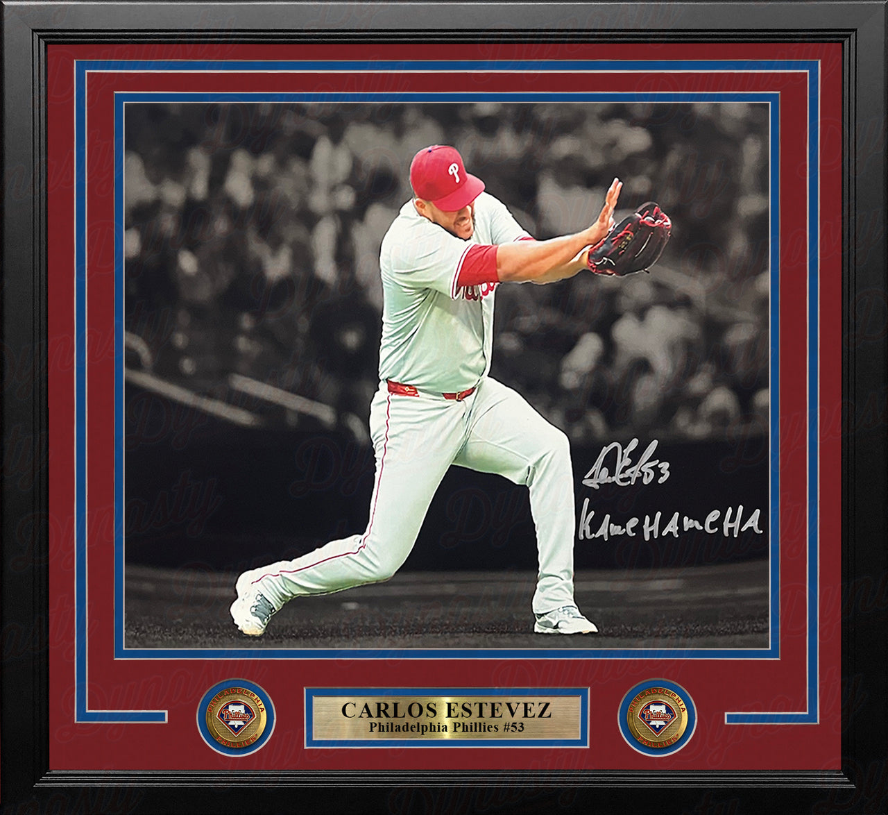 Carlos Estevez Pose Autographed Philadelphia Phillies 11" x 14" Framed Blackout Photo with Kamehameha Inscription