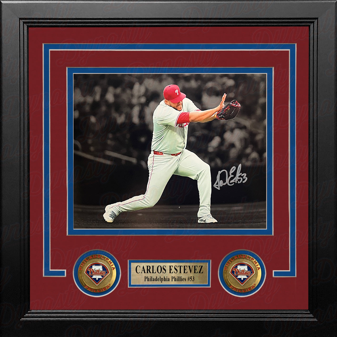 Carlos Estevez Kamehameha Pose Autographed Philadelphia Phillies 8" x 10" Framed Blackout Photo