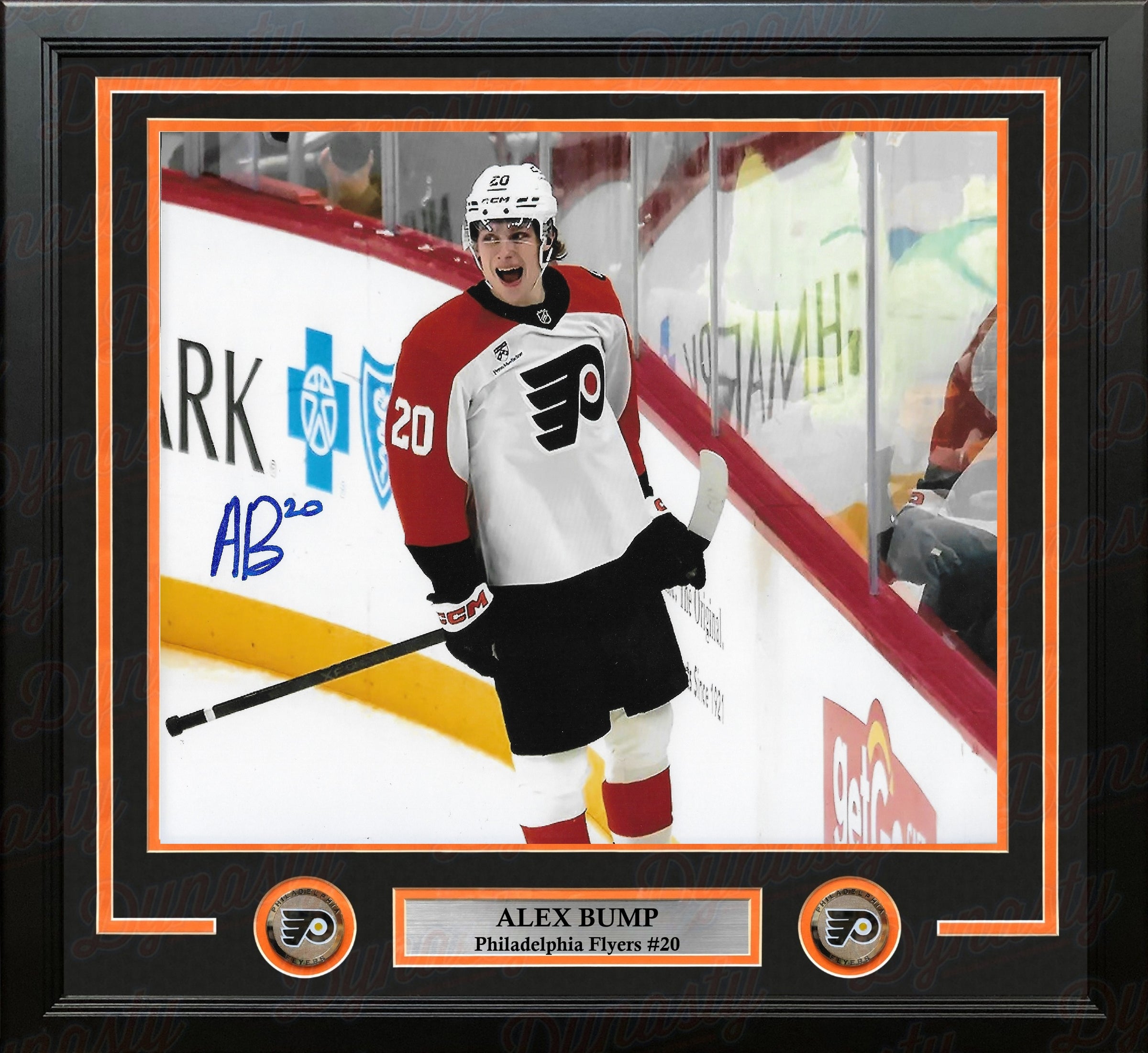 Alex Bump Celebration Philadelphia Flyers Autographed 11" x 14" Framed Hockey Photo