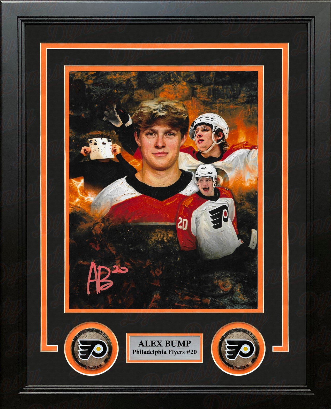 Alex Bump Philadelphia Flyers Autographed 8" x 10" Framed Collage Hockey Photo (Orange)
