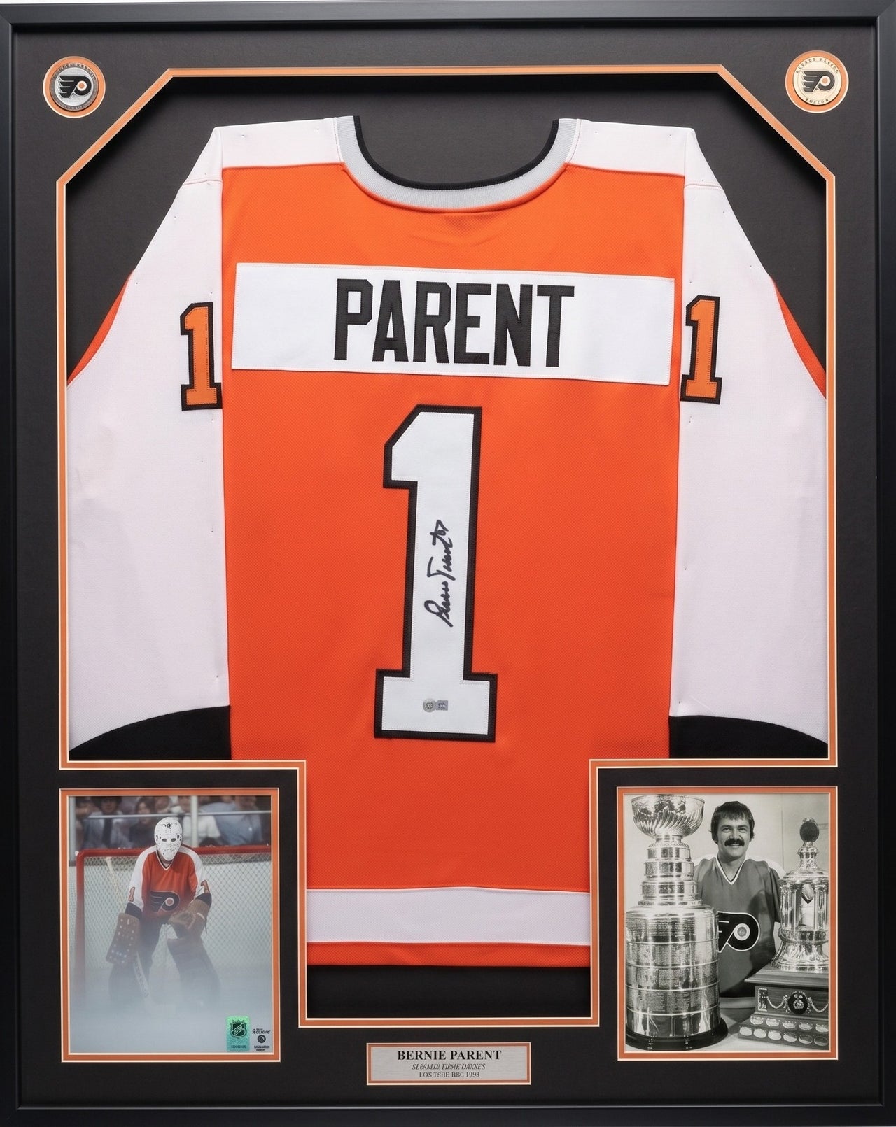 Bernie Parent Philadelphia Flyers Autographed Framed Pro-Style Jersey
