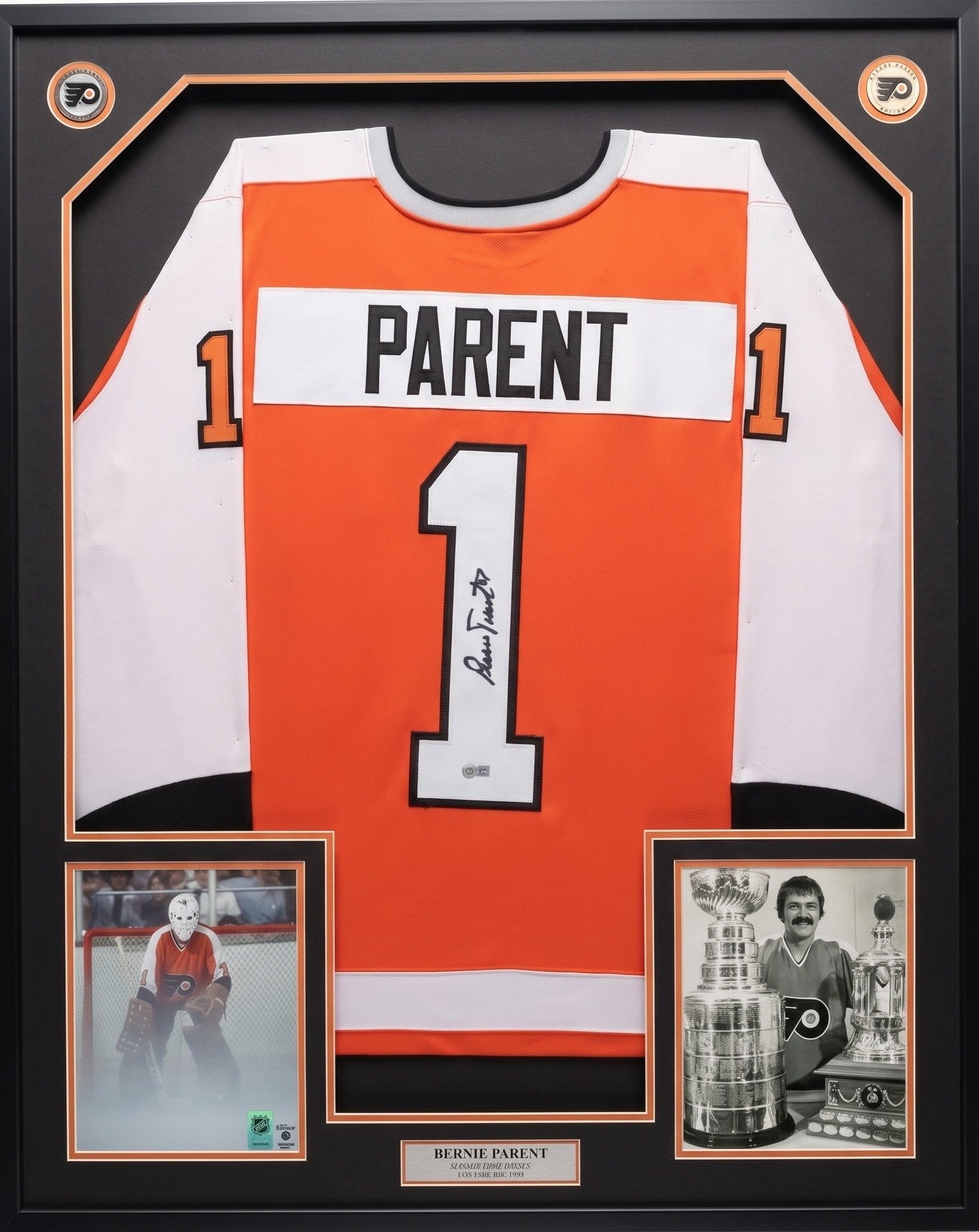 Bernie Parent Philadelphia Flyers Autographed Framed Pro-Style Jersey