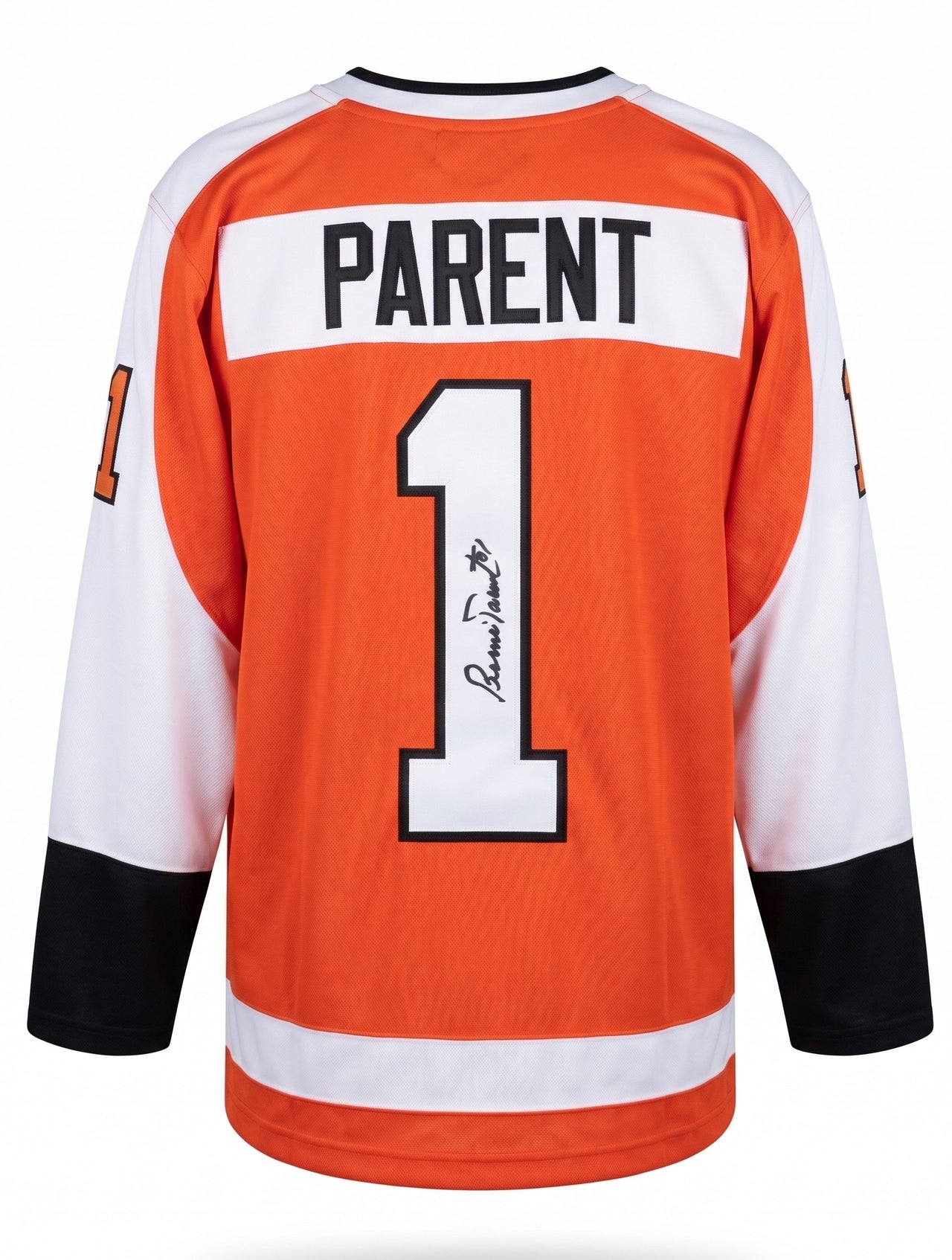 Bernie Parent Philadelphia Flyers Autographed Orange Hockey Jersey