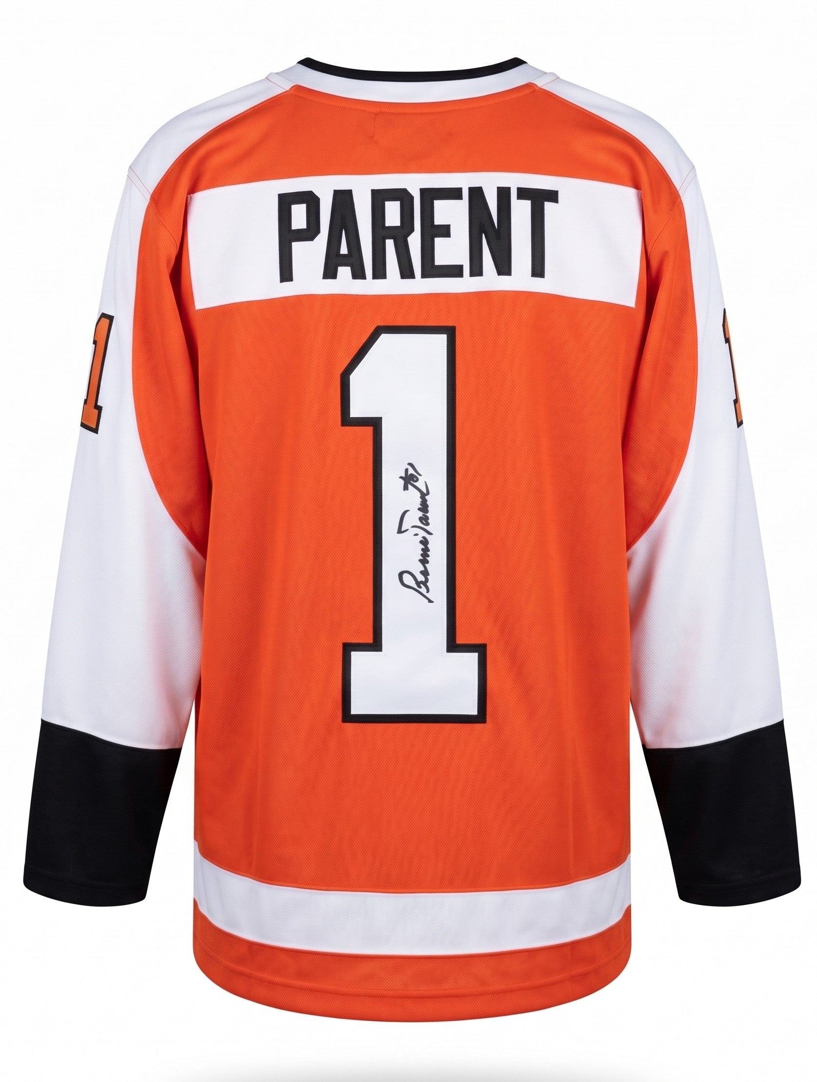 Bernie Parent Philadelphia Flyers Autographed Orange Hockey Jersey