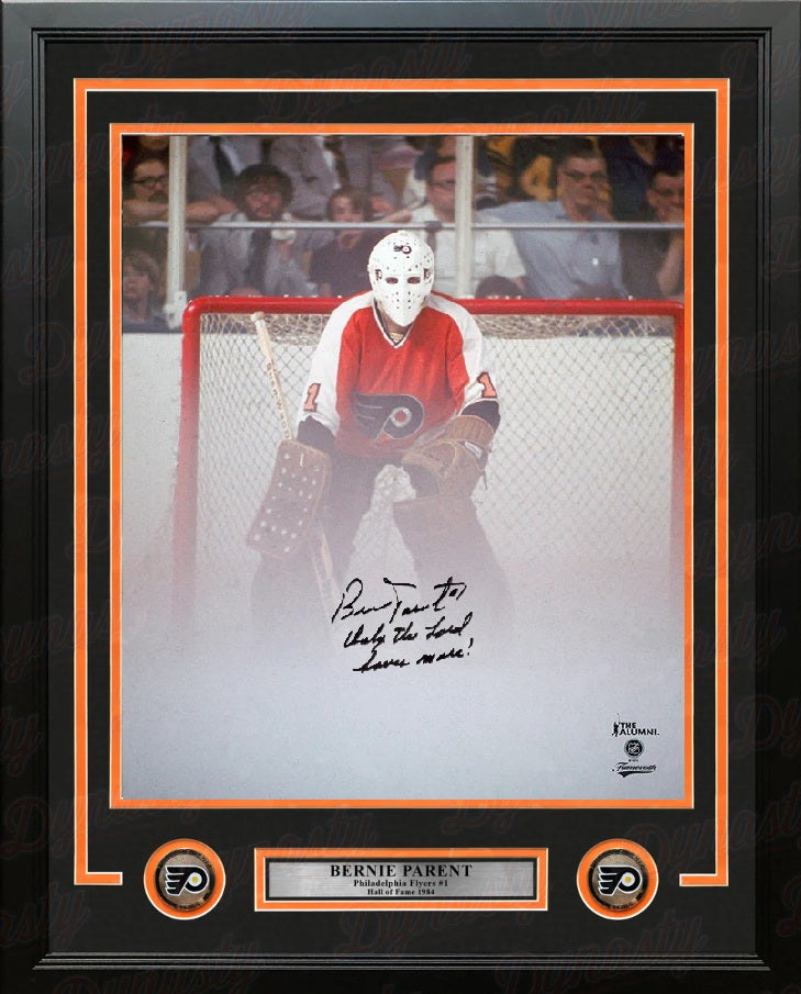 Bernie Parent Fog Game Philadelphia Flyers Autographed 16x20 Framed Photo - Only the Lord Saves More