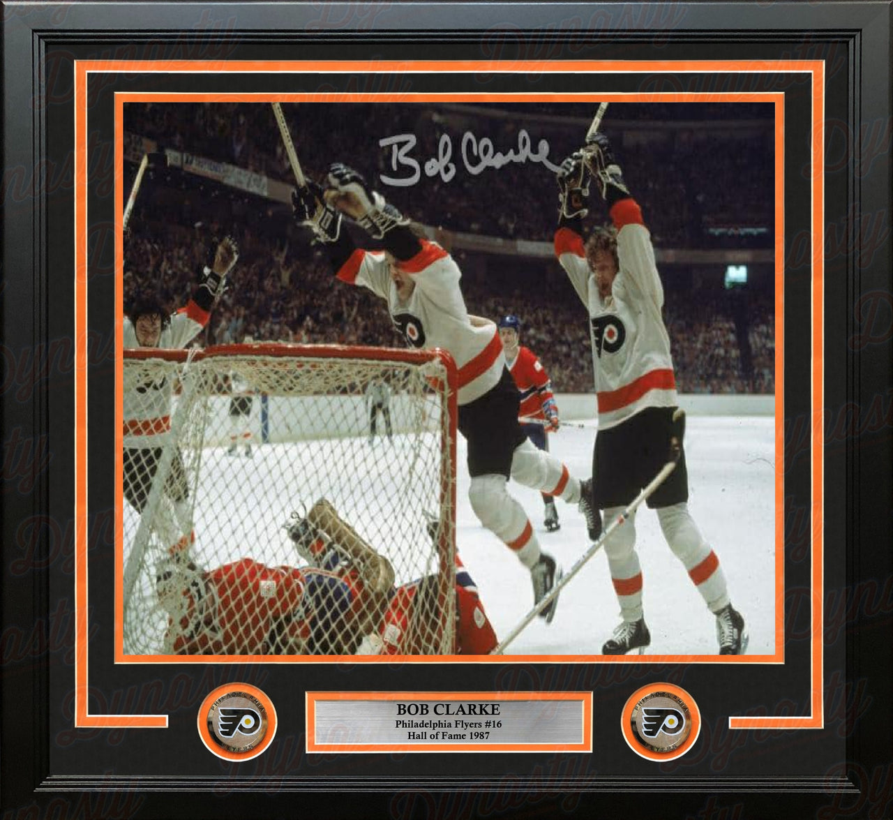 Bob Clarke Philadelphia Flyers LCB Line Dive Autographed 11"x14" Framed Photo