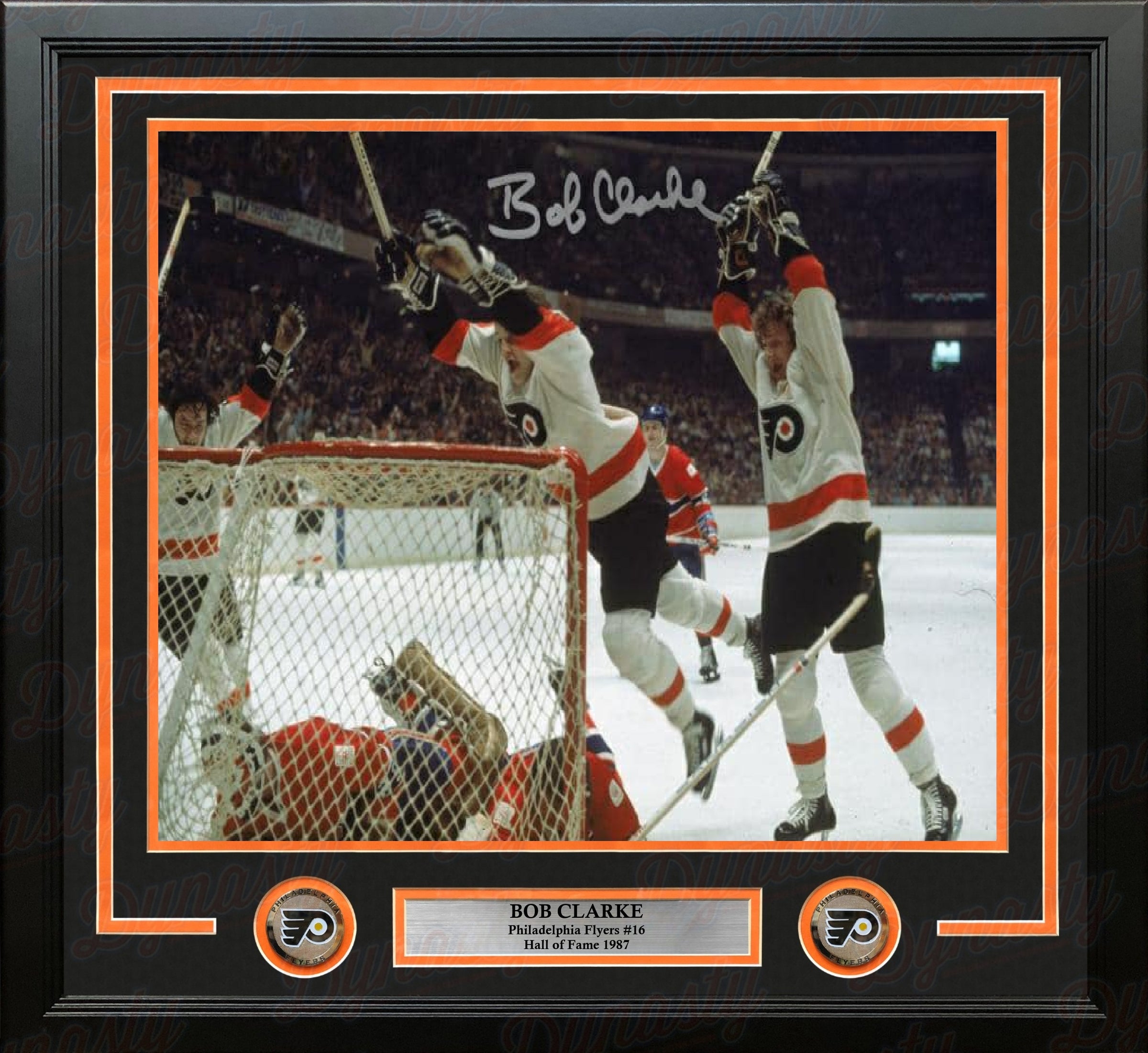 Bob Clarke Philadelphia Flyers LCB Line Dive Autographed 11"x14" Framed Photo