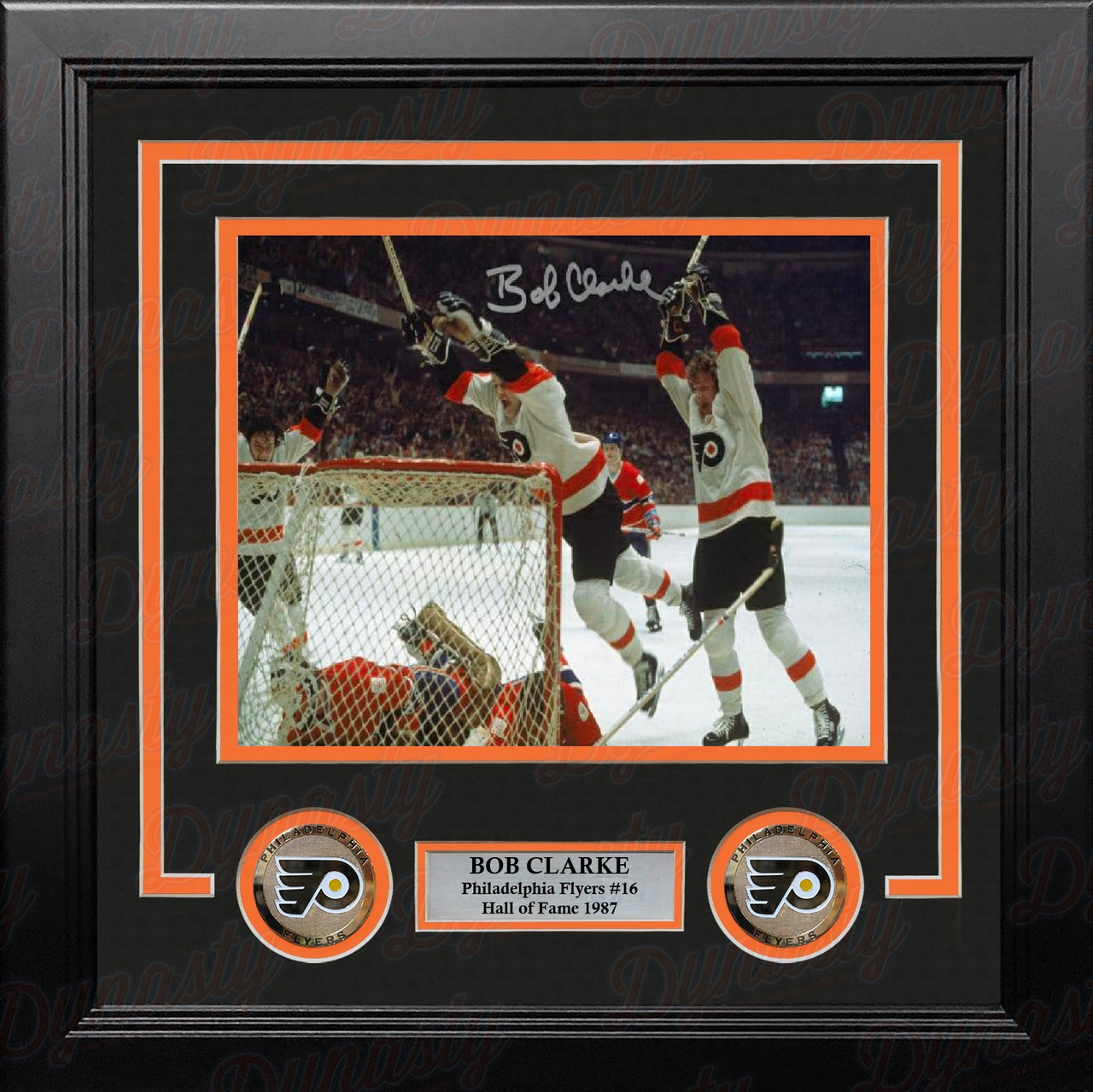 Bob Clarke Philadelphia Flyers LCB Line Dive Autographed 8"x10" Framed Photo