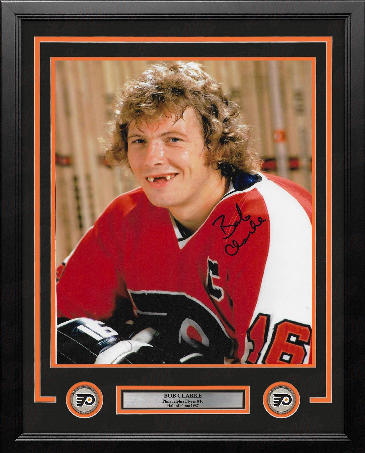Bob Clarke Toothless Smile Philadelphia Flyers Autographed 11" x 14" Framed Hockey Photo