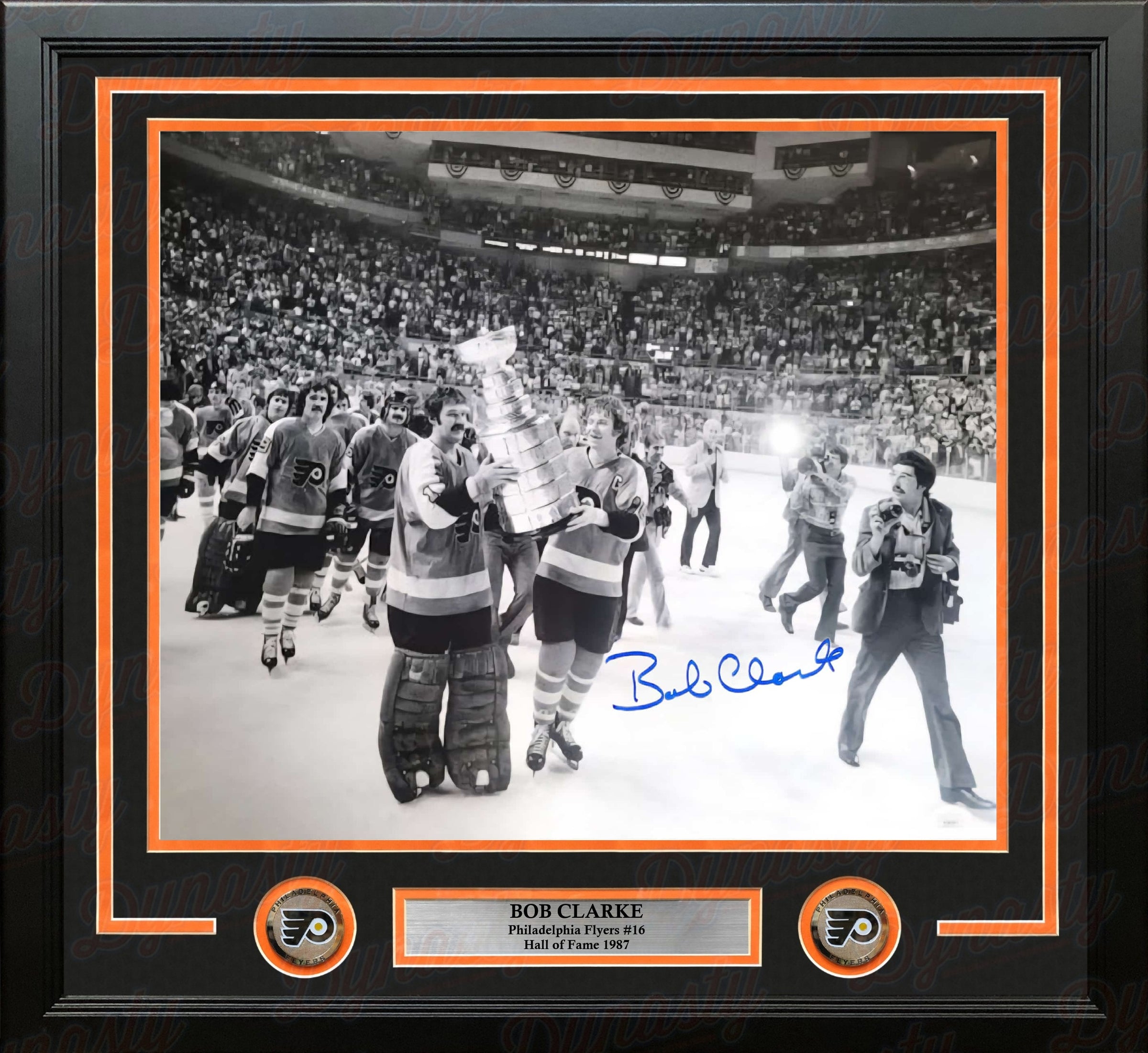 Bob Clarke Stanley Cup Celebration Philadelphia Flyers Autographed 11" x 14" Framed Hockey Photo