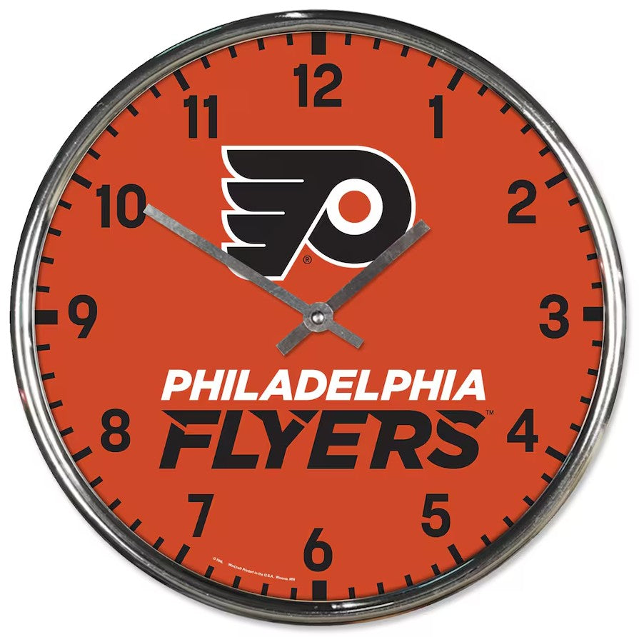 Philadelphia Flyers Round Chrome Clock