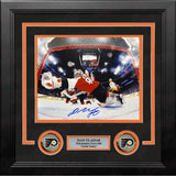 Dan Vladar Philadelphia Flyers Diving Save Autographed 8" x 10" Framed Hockey Photo - Dynasty Sports & Framing 