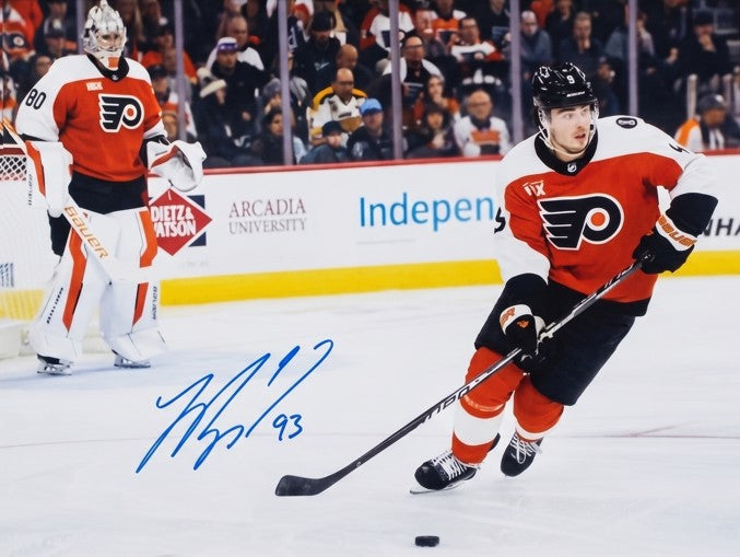 Jamie Drysdale with Vladar Philadelphia Flyers Autographed 16" x 20" Hockey Photo
