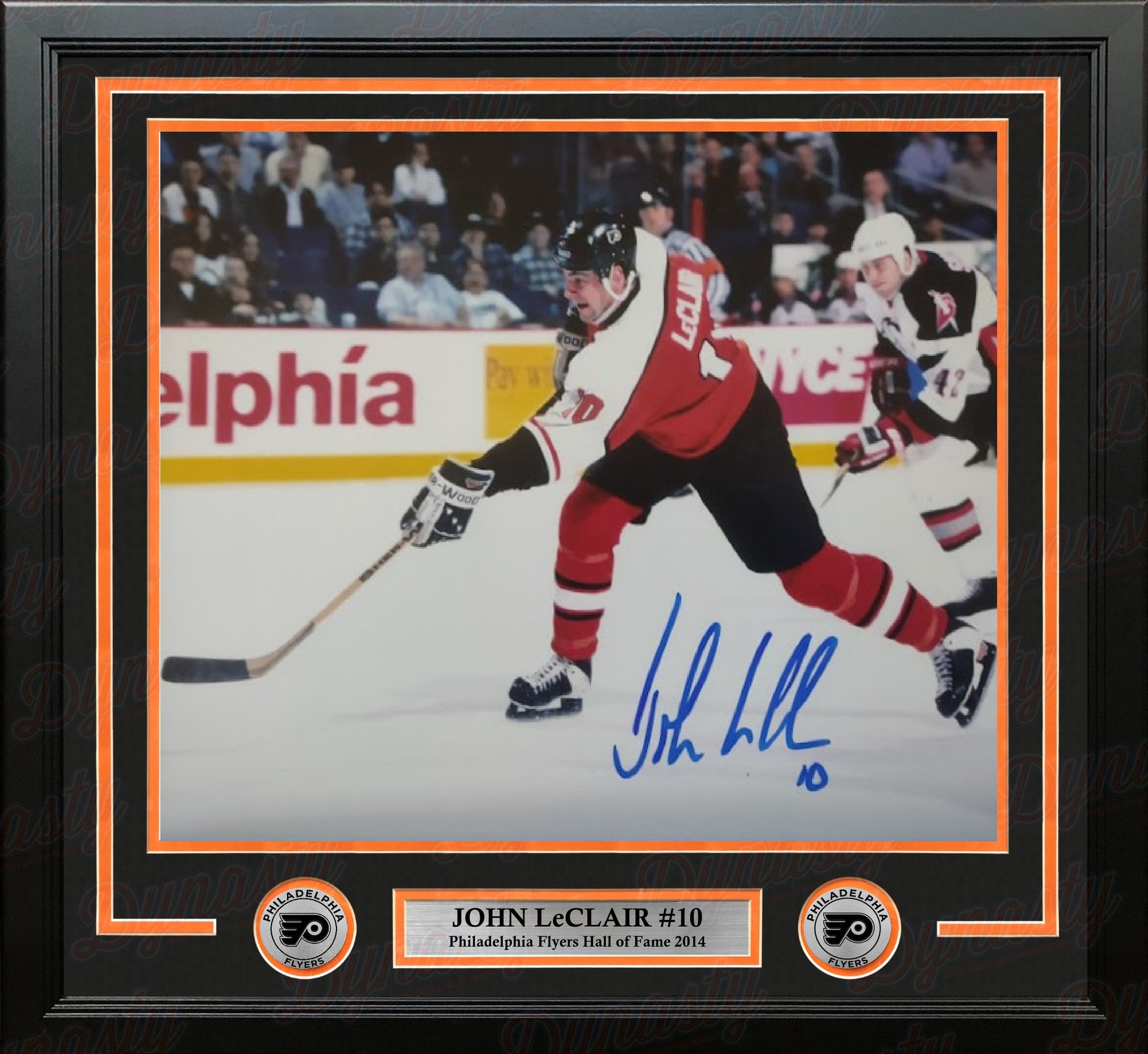 John LeClair in Action Autographed Philadelphia Flyers 11" x 14" Framed Hockey Photo
