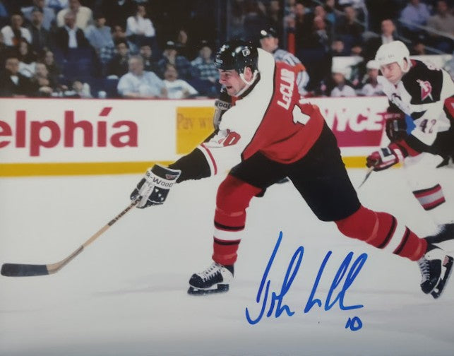 John LeClair in Action Philadelphia Flyers Autographed 11" x 14" Hockey Photo
