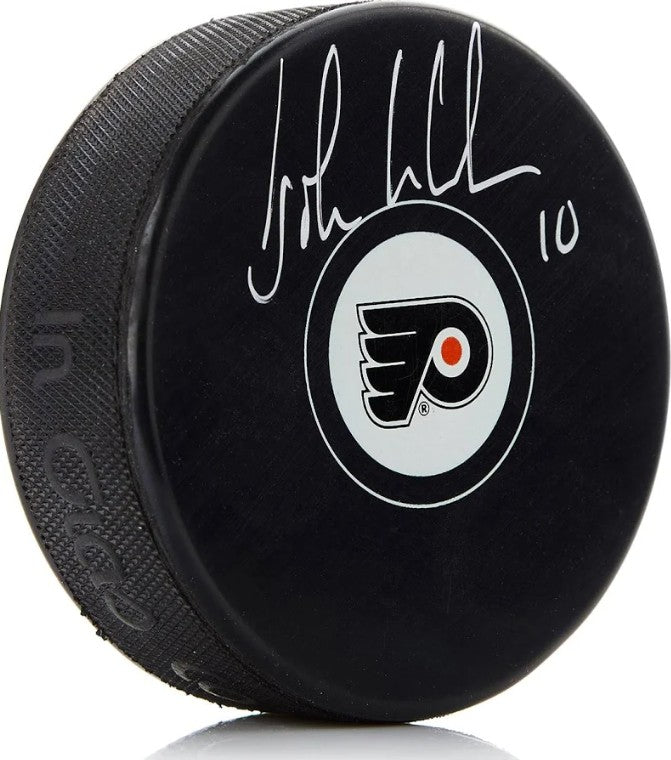 John LeClair Philadelphia Flyers Autographed Hockey Logo Puck