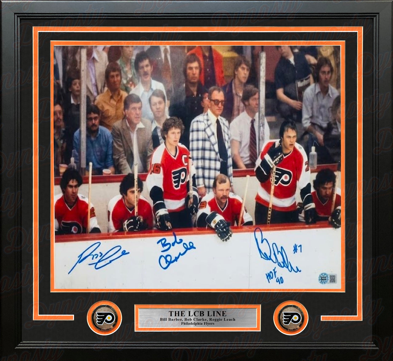 LCB Line on the Bench Philadelphia Flyers Autographed 11" x 14" Framed Hockey Photo