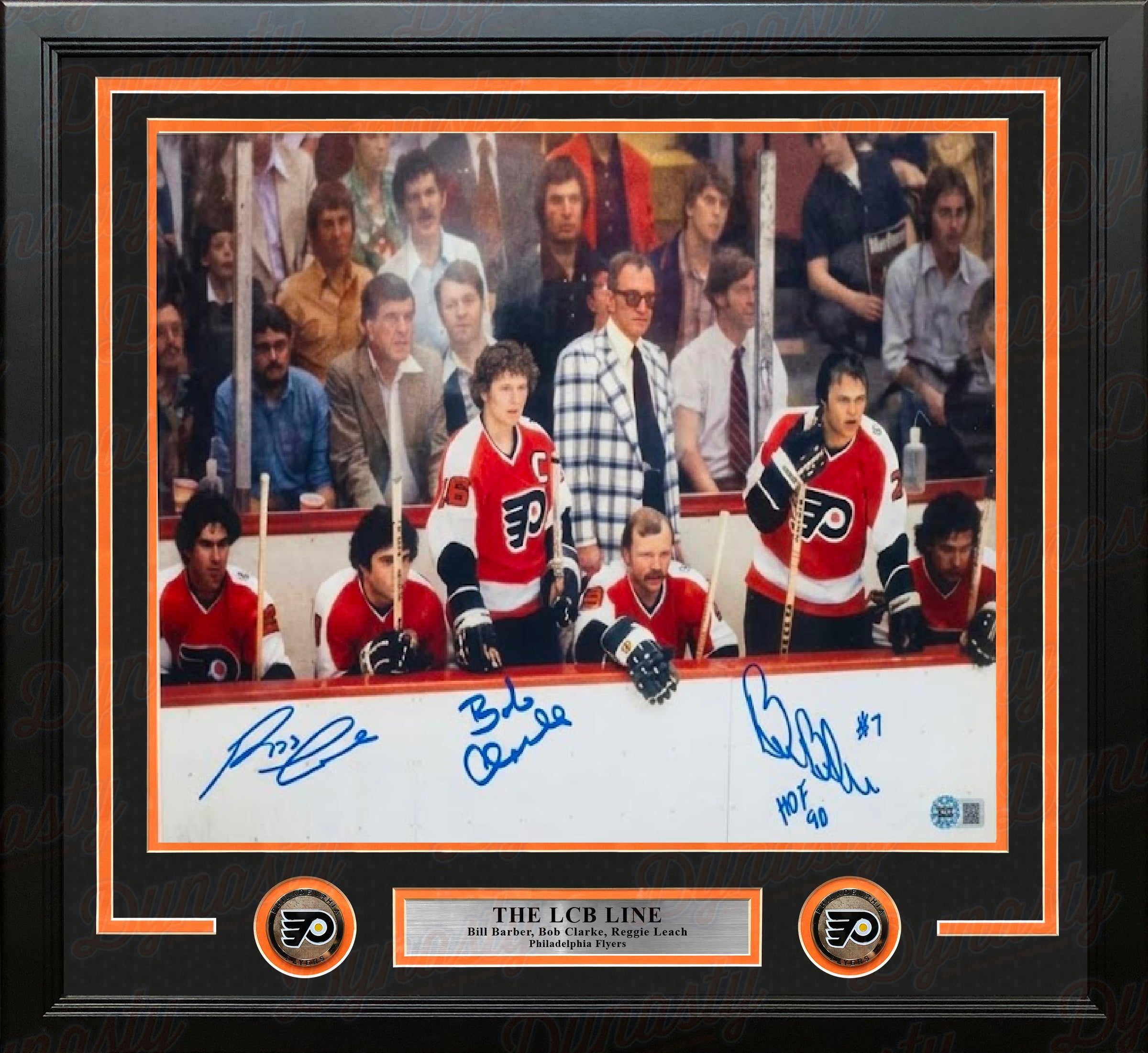 LCB Line on the Bench Philadelphia Flyers Autographed 11" x 14" Framed Hockey Photo