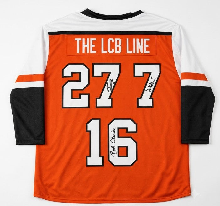LCB Line (Reggie Leach/Bill Barber/Bob Clarke) Philadelphia Flyers Autographed Hockey Jersey