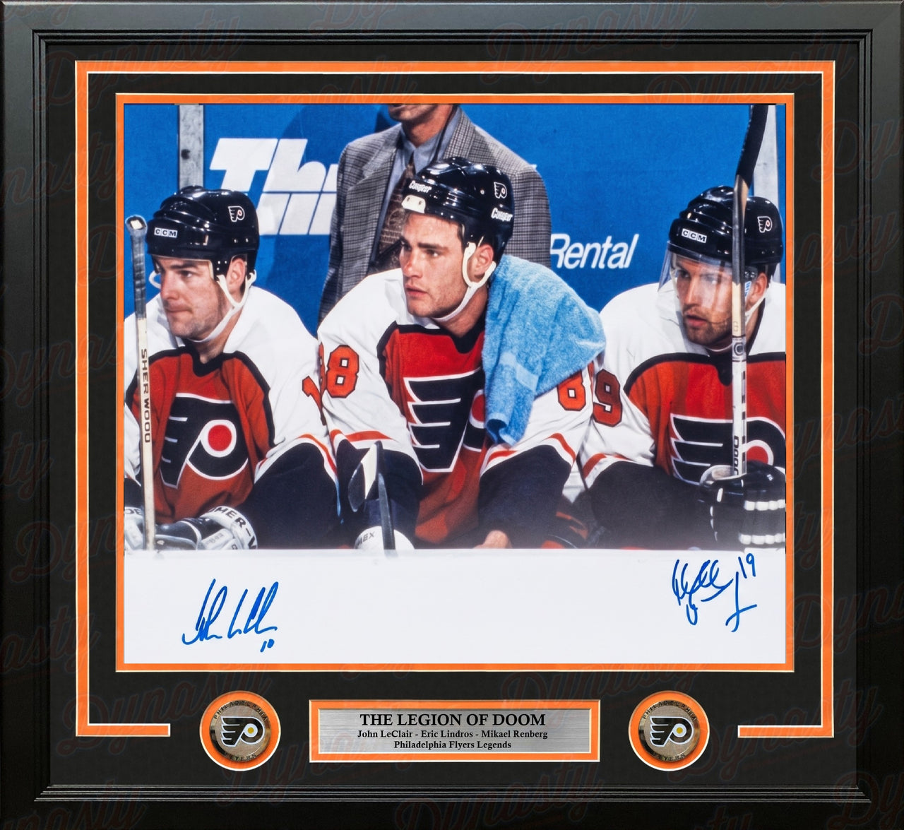Legion of Doom Autographed Philadelphia Flyers 16" x 20" Framed Photo (LeClair, Renberg)