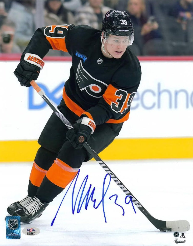 Matvei Michkov in Black Philadelphia Flyers Autographed 16" x 20" Hockey Photo