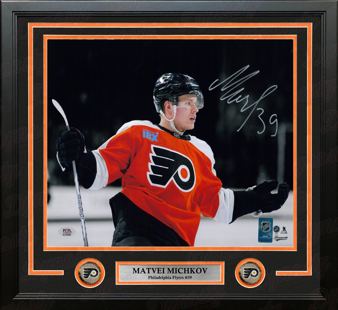 Matvei Michkov Blackout Celebration Philadelphia Flyers Autographed 16" x 20" Framed Hockey Photo