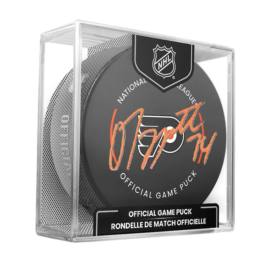 Owen Tippett Autographed Philadelphia Flyers 2024 Stadium Series Hockey Game Model Puck