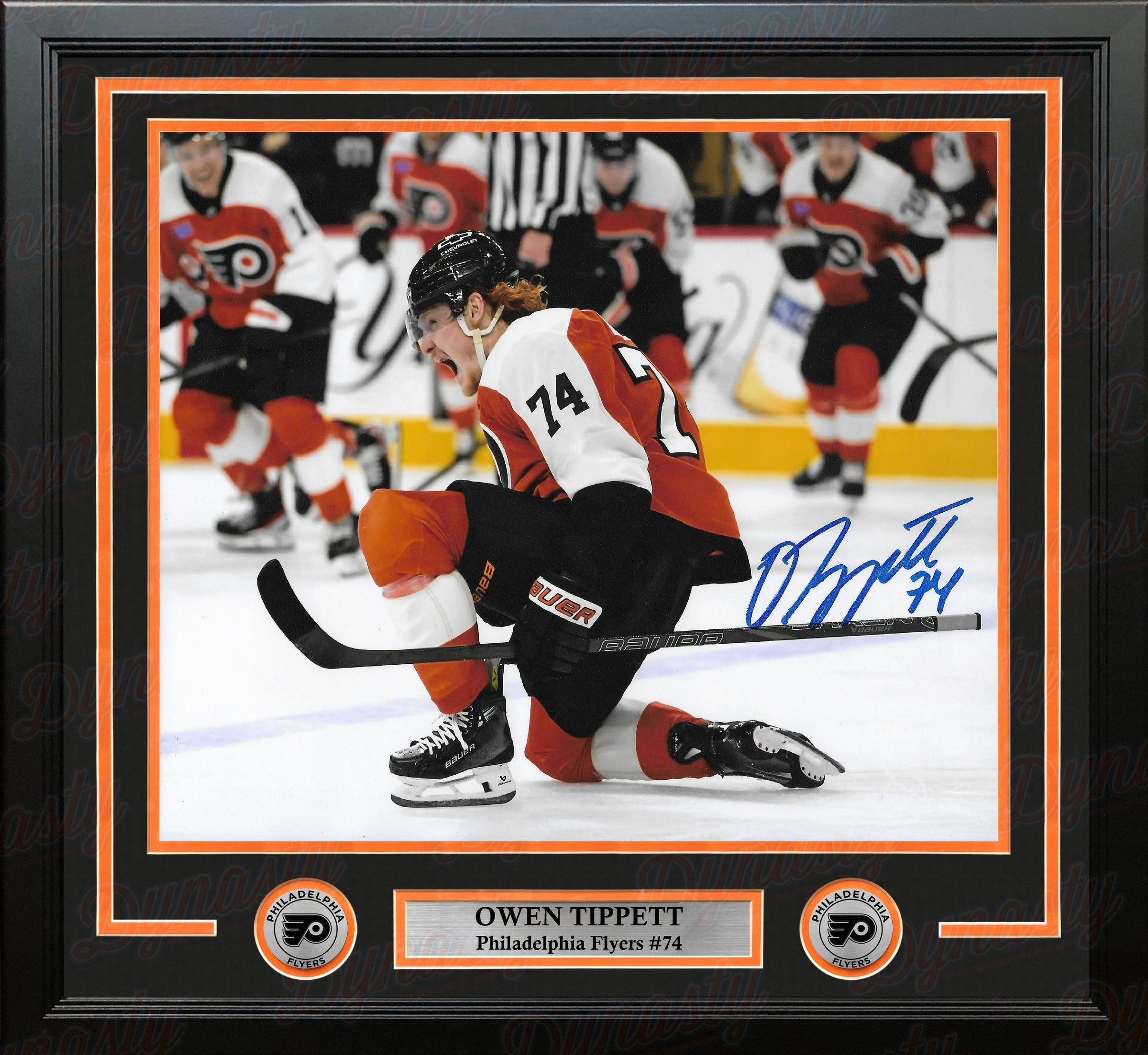 Owen Tippett Scream Autographed Philadelphia Flyers 11" x 14" Framed Hockey Photo
