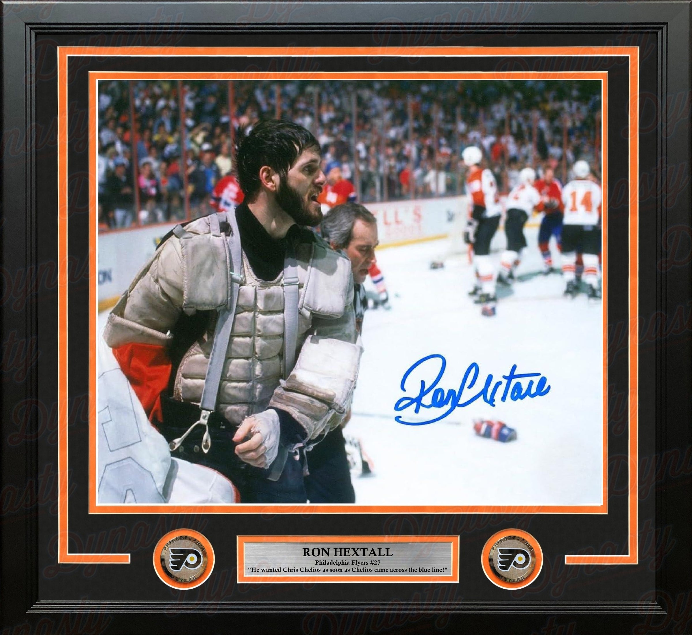 Ron Hextall Chelios Fight Philadelphia Flyers Autographed 16" x 20" Framed Hockey Photo