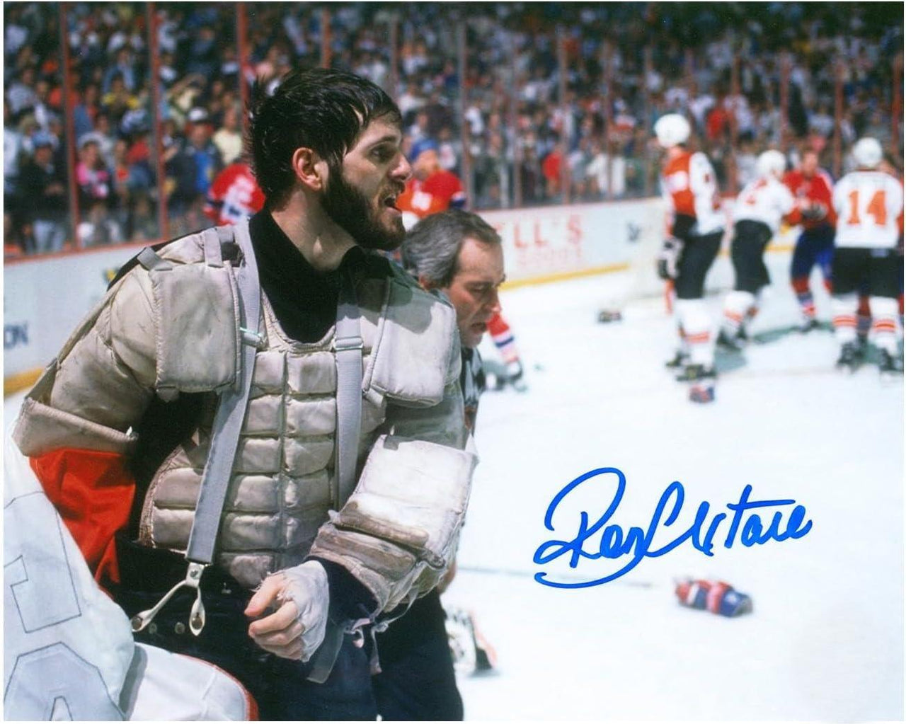 Ron Hextall Chelios Fight Philadelphia Flyers Autographed 16" x 20" Hockey Photo