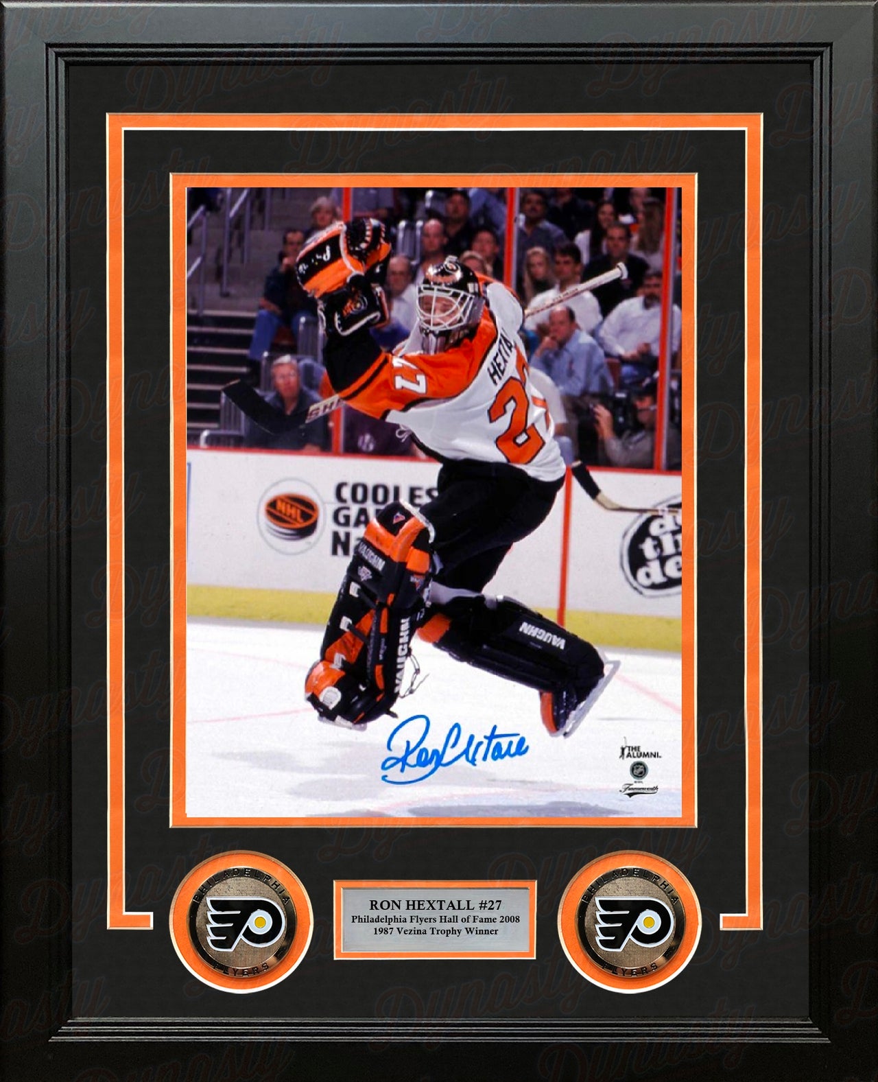 Ron Hextall Leaping Action Philadelphia Flyers Autographed 8" x 10" Framed Hockey Photo